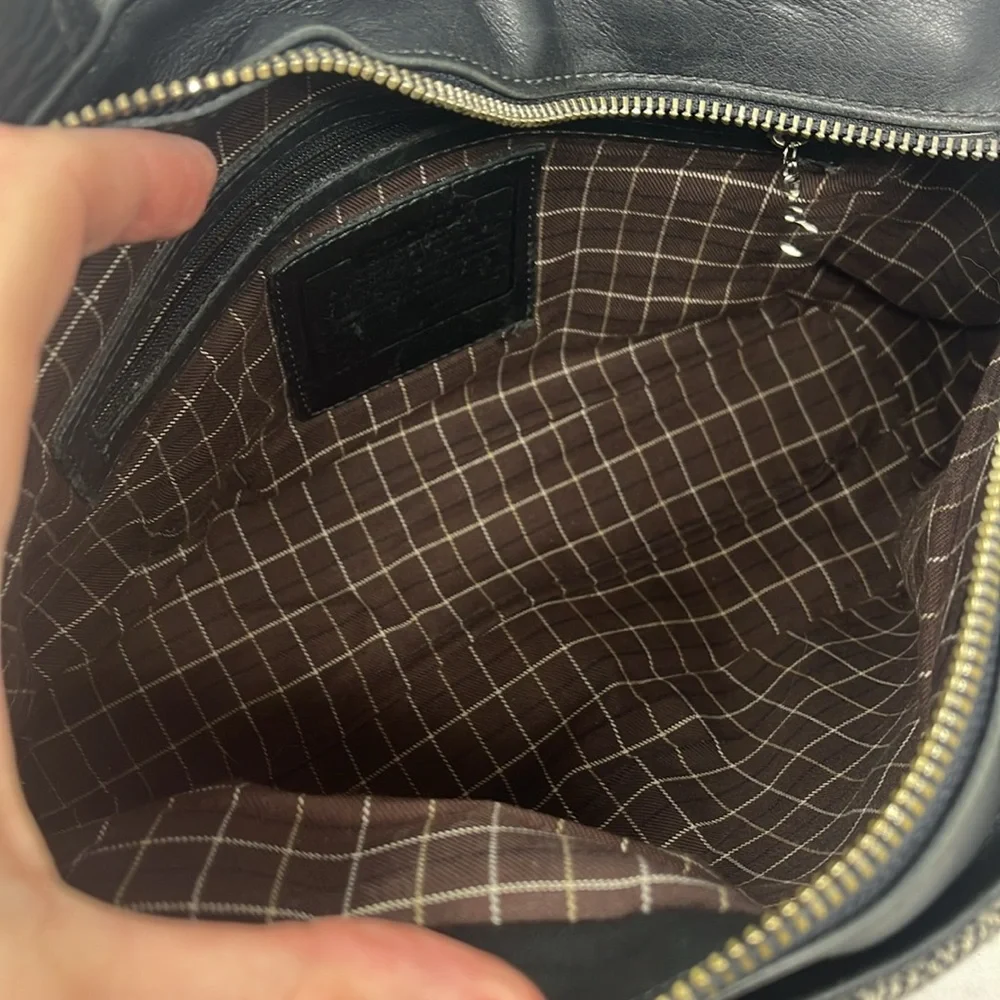 VINTAGE COACH BLEEKER TOTE HERRINGBONE TWEED BLACK LEATHER MADE IN USA 1999 - Picture 15 of 17